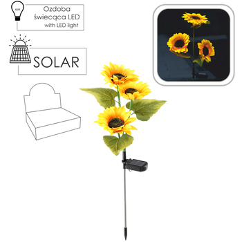 LAMPA SOLARNA H 70 CM SŁONECZNIK 30 LED CIEPŁY BIAŁY disp=12szt *4668