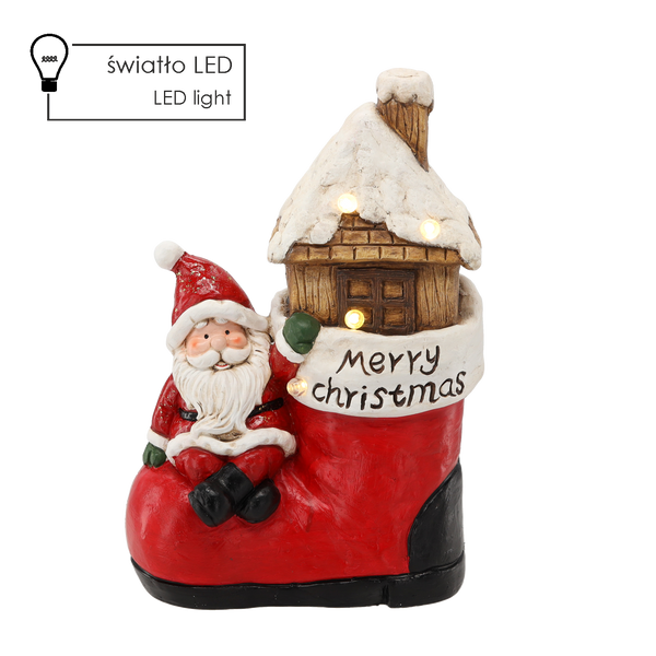 FIGURKA BOŻONAR. - MIKOŁAJ "MERRY CHRISTMAS" 28,2 X 17 X 42 CM LED *1452