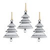 SET OF 3 CHRISTMAS TREE DECORATIONS - CHRISTMAS TREE SILVER 6 x 8 CM