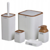 Stripe Round Bathroom Set 5 pcs - Wooden