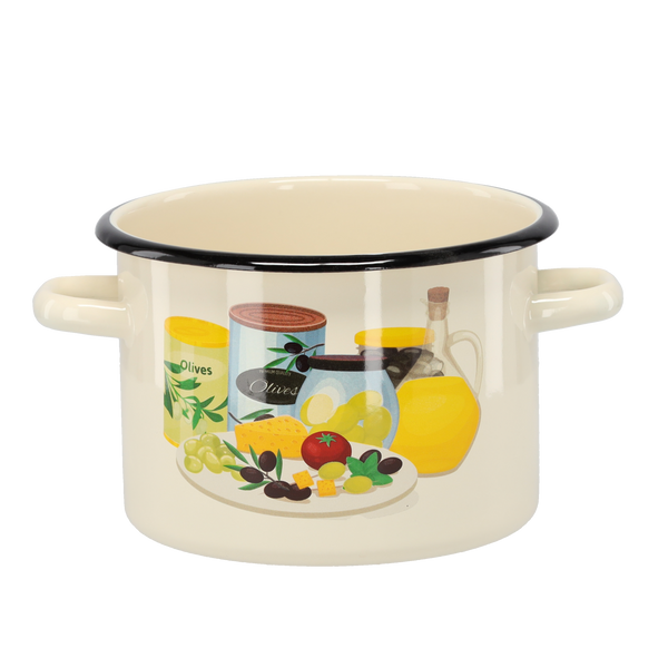 OALA EMAILATĂ 3 L 18 CM CREM OLIV *7459