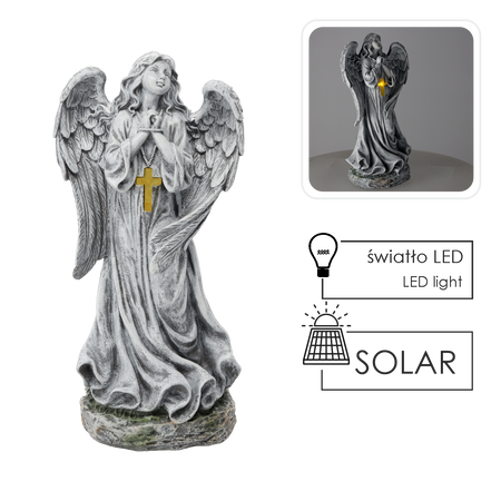FIGURA ANIOŁ Z KRZYŻYKIEM LED 24 X 17,5 X 50,5 CM *8820