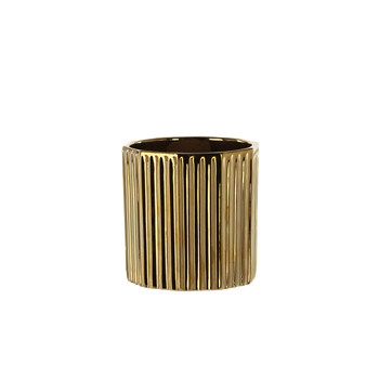 OSŁONKA CERAMICZNA NA DONICZKĘ 15 x 15 x 15 CM ZŁOTA PRĄŻKOWANA *5634