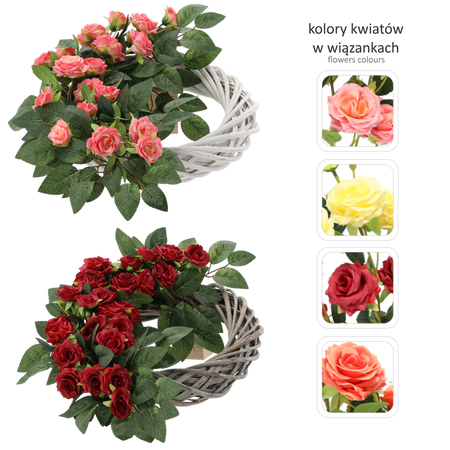 BUNCH CH-30 (WIDTH 45 CM, HEIGHT 30 CM) WREATH WITH ROSES MIX COLOR