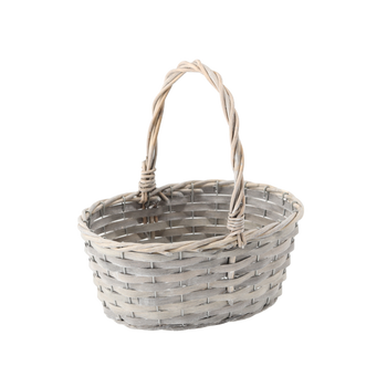 COȘ DIN RATTAN 27 x 20 x 12/27 CM CU MÂNER - GRI ÎNTUNECAT *8277
