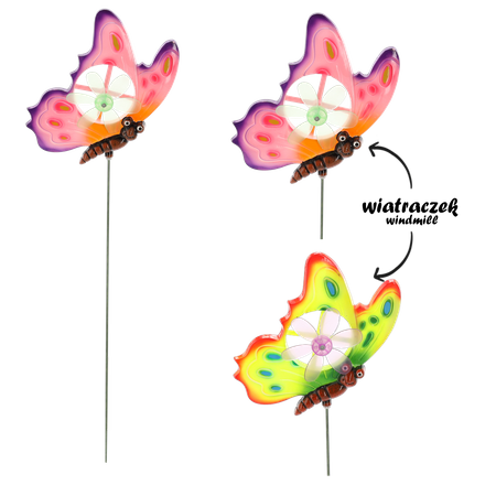 OZDOBA NA PIKU DO DONICY/OGRODU - MOTYL 17,5 x 3 x 75 CM WIATRAK *4729