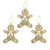 SET OF 3 CHRISTMAS DECORATIONS - GOLD GINGERBREAD 6 x 8 CM