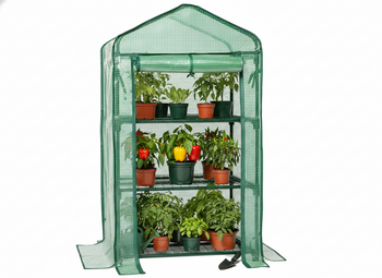 SZKLARNIA OGRODOWA Z TRZEMA PÓŁKAMI ZIELONA 69  x 49 x H125 CM