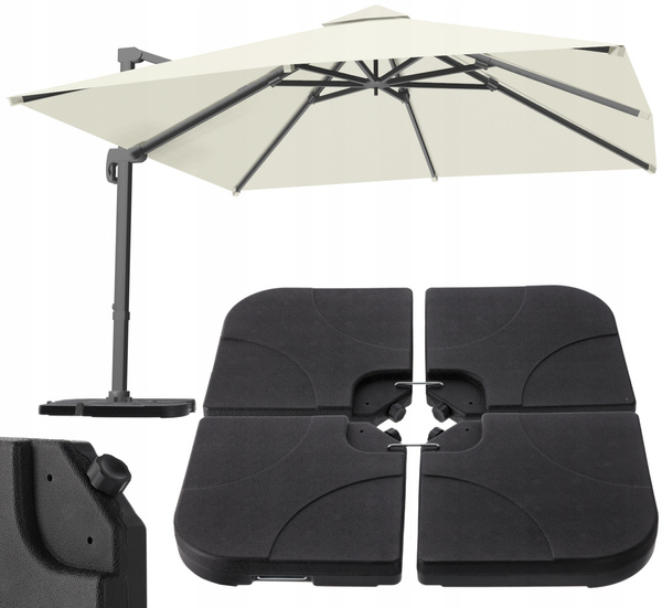 UMBRELLA BASE 50 X 50 X 7.5 CM 4-PIECE BLACK
