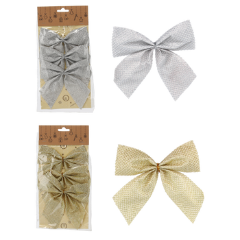 SET OF 3 CHRISTMAS BOWS 13 CM MIX DESIGNS