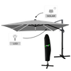 UMBRELĂ DE GRĂDINĂ 3 x 3 M GRI "ROMA" CU HUSĂ CU LED *1558