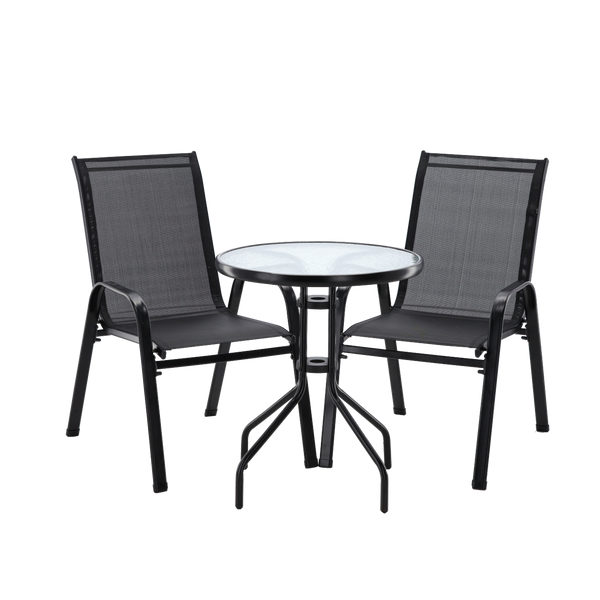 SET DE MOBILIER PENTRU BALKON - 2 SCAUNE + MASĂ - NEGRU *5895