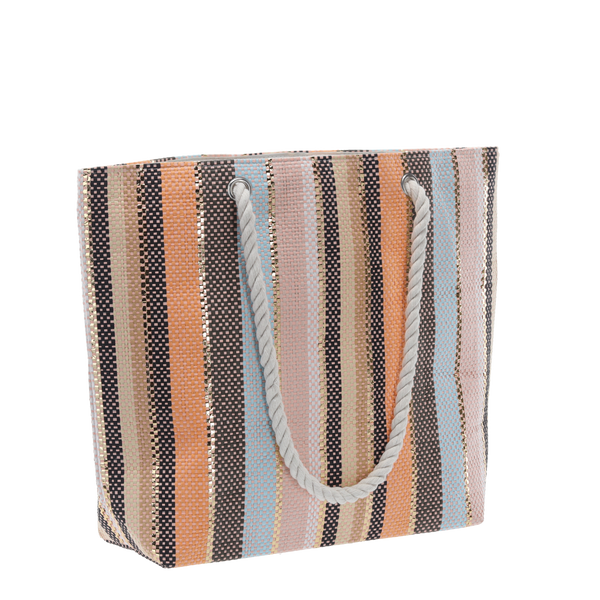 PLÁŽOVÁ TAŠKA 48 x 36 CM MNOHOBARVNÉ PÁSKY MIX BARVY *4687