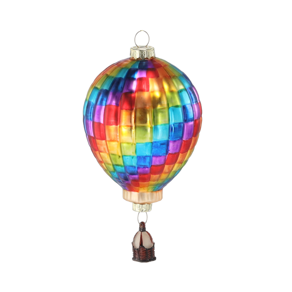 GLASS ORNAMENT - RAINBOW HOT AIR BALLOON 7,3 X 13,5 CM