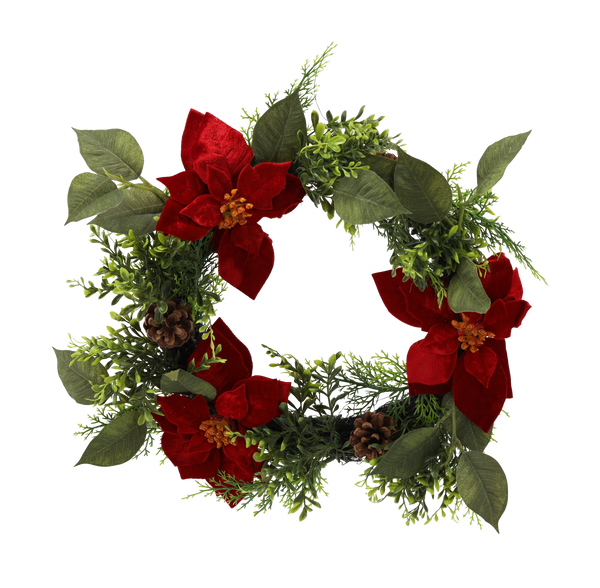 UMELÝ KVIET - VENEC S POINSETTIOU 40 CM balenie=2 ks *3283