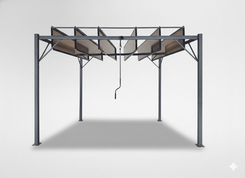 PERGOLA OGRODOWA Z RUCHOMYMI LAMELAMI Z POLIWĘGLANU 3 x 3 M BRĄZOWA