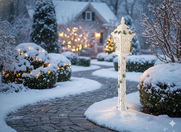 CHRISTMAS WHITE LED LANTERN 20 x 20 x 120 CM