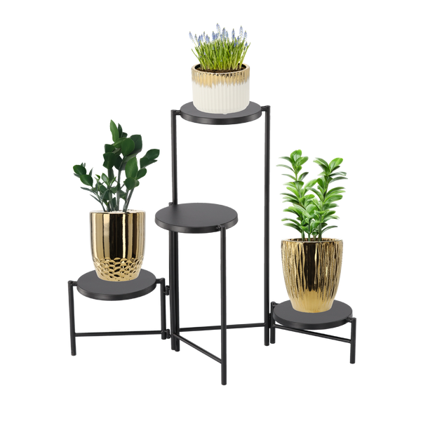 SUPORT PENTRU FLORI/PLANTE 4-NIVELE 60 X 43 X 60 CM NEGRU *1371