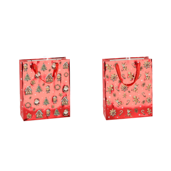 DÁRKOVÁ TAŠKA BOŽONAR. "VÁNOČNÍ PERNÍČKY" 18 x 24 x 8 CM MIX VZORŮ balení=12ks *6772