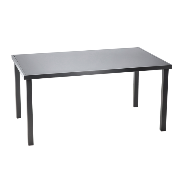 ALUMINIOWY STÓŁ OGRODOWY ZE SZKLANYM BLATEM 150 x 90 x 71 CM SZARY