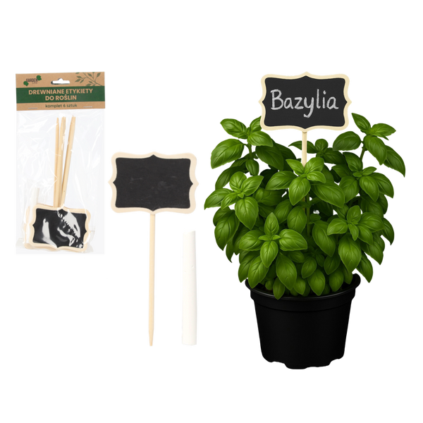 Set de 6 etichete din lemn pentru plante 8 x 17 cm *4533