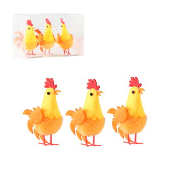 SET OF 3 ORANGE EASTER HENS 10 x 6 x 3,5 CM