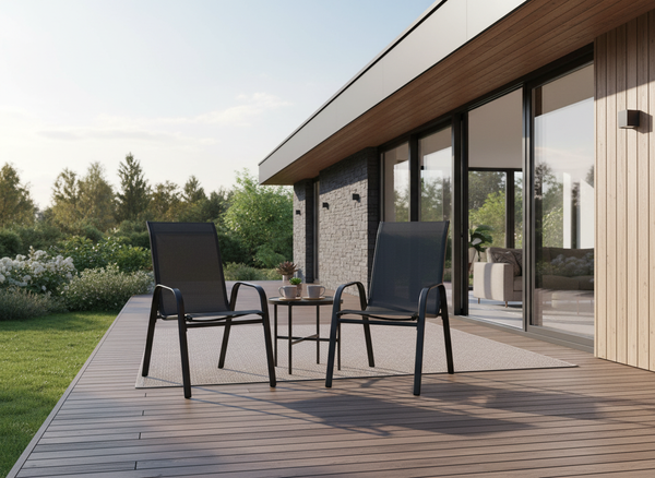 KPL. 2 KRZESEŁ OGRODOWYCH CZARNYCH 54 x 70 x 92 CM