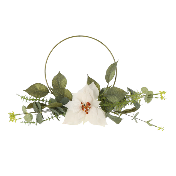 DECORAȚIUNE DE CRĂCIUN - RING CU STEA DE BETHLEEM DIN PLASTIC 45 CM ALB ambalaj=6 buc *3704