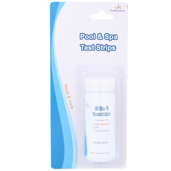 TESTER DO BAZÉNŮ V PÁSKÁCH 3V1: VOLNÝ CHLOR, PH, ZÁSADITOST (50 PÁSKŮ)