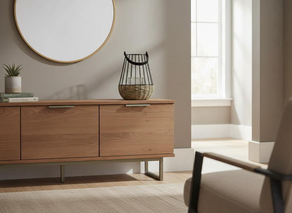 LAMPION METALOWY - CZARNO-BRĄZOWY 30/47 CM Z WKŁADEM SZKLANYM