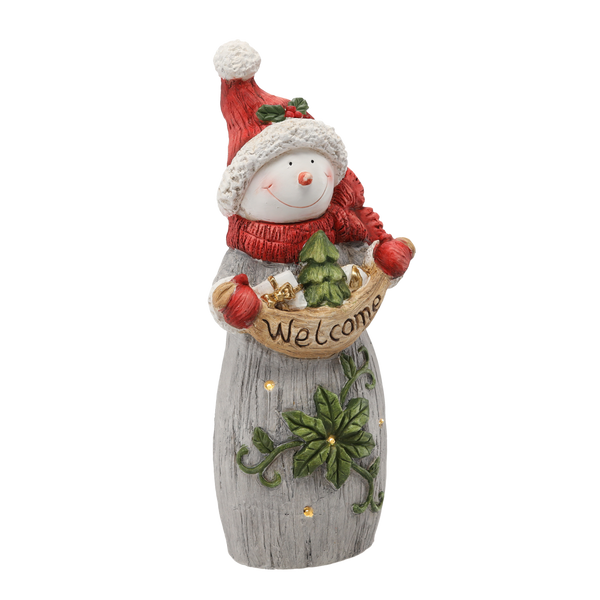 FIGURKA BOŽÍHO NAROZENÍ - SNEHULÁK S NAPISEM "VÍTEJTE" 26 X 22 X 55 CM LED
