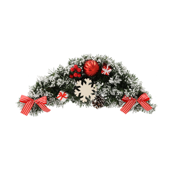 HANGING CHRISTMAS SWAG 46 CM WHITE AND RED