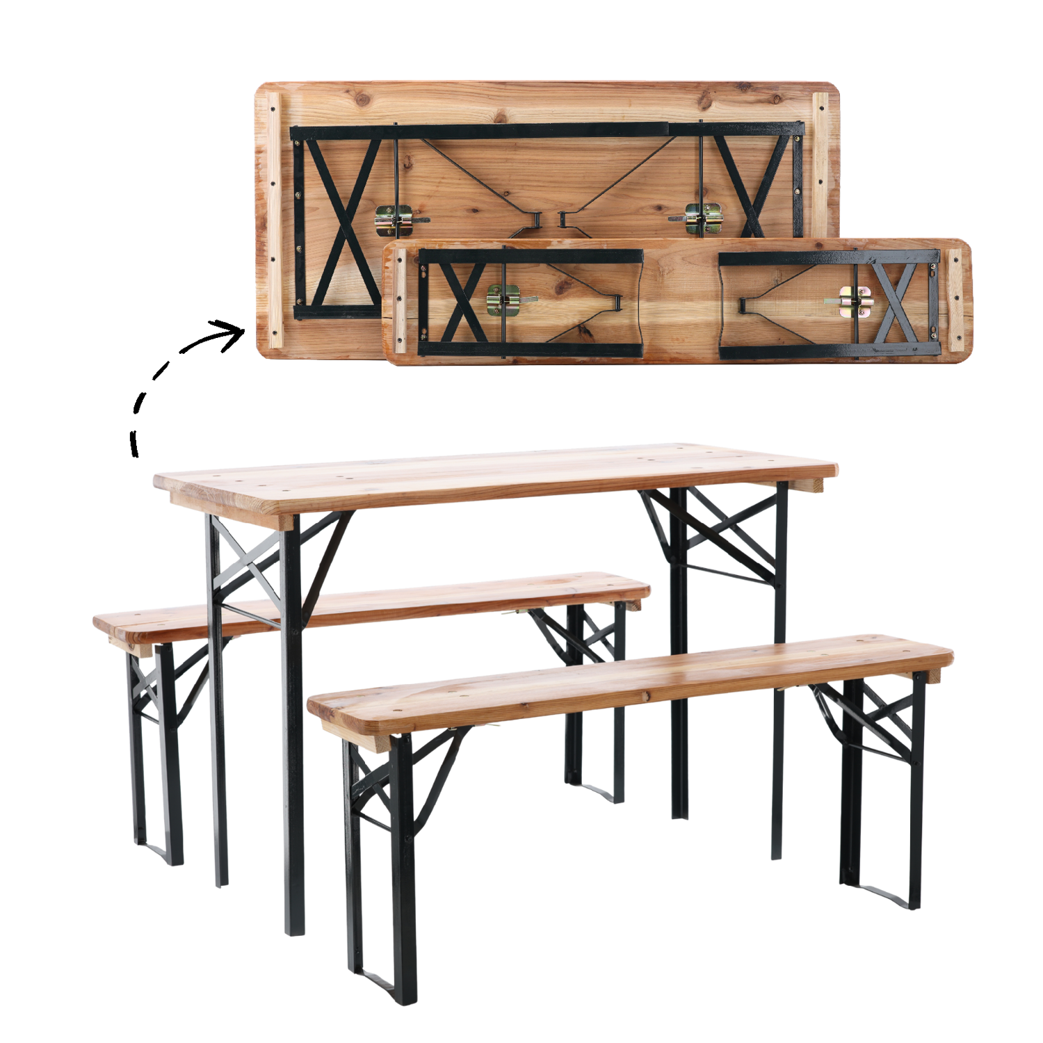 ZESTAW BIESIADNY - STÓŁ 117 x 56 x 76 CM + 2 ŁAWKI 117 x 25 x 46 CM *0780 pol_pl_ZESTAW-BIESIADNY-STOL-117-x-56-x-76-CM-2-LAWKI-117-x-25-x-46-CM-0780-263_1