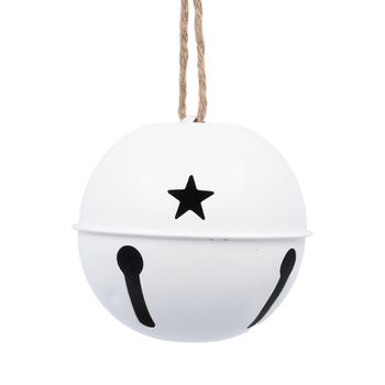 CHRISTMAS METAL WHITE PENDANT WITH A BELL 12 x 12 x 11,5 CM