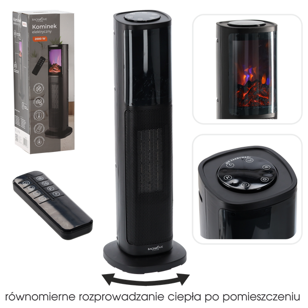 KOMINEK ELEKTRYCZNY KOLUMNOWY - 20 x 20 x 64 CM - 2000W