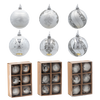 SET OF 6 CHRISTMAS BAUBLES SILVER 7 CM
