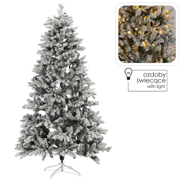 CHOINKA SZTUCZNA 210 CM - OŚNIEŻONA LED *9049