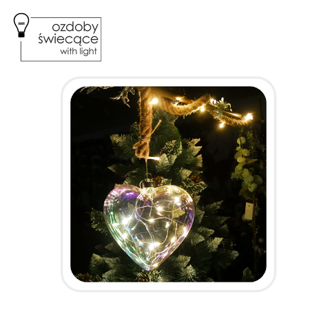 DECORAȚIE DIN sticlă 17 x 5.5 x 17 CM LED - INIMĂ PE SÂRMĂ DE JUTĂ ambalaj=4buc *2751