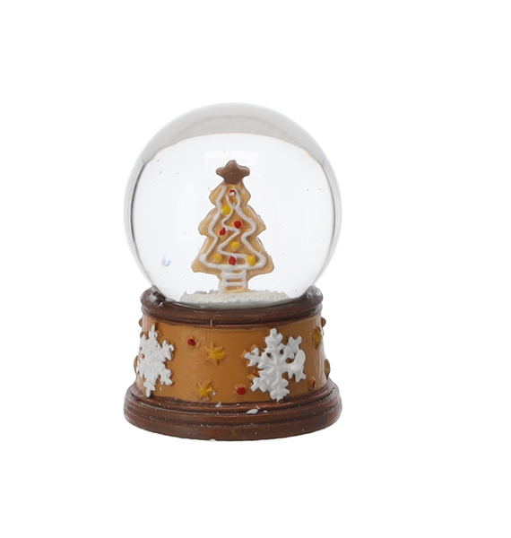 CHRISTMAS SNOWBALL - GINGERBREAD DECORATION 4.5 X 4.5 X 6.5 CM MIX OF PATTERNS disp=12pcs *5690
