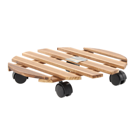Suport din lemn pentru ghiveci rotund pe roti FI 30 CM *4557
