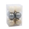 SET OF 12 BAUBLES 6 CM CHAMPAGNE/GRAY/WHITE
