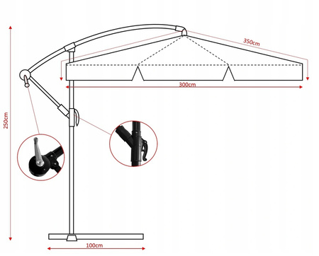 GARDEN UMBRELLA 3 M GREEN "BANANA" WITH COVER WITH LED