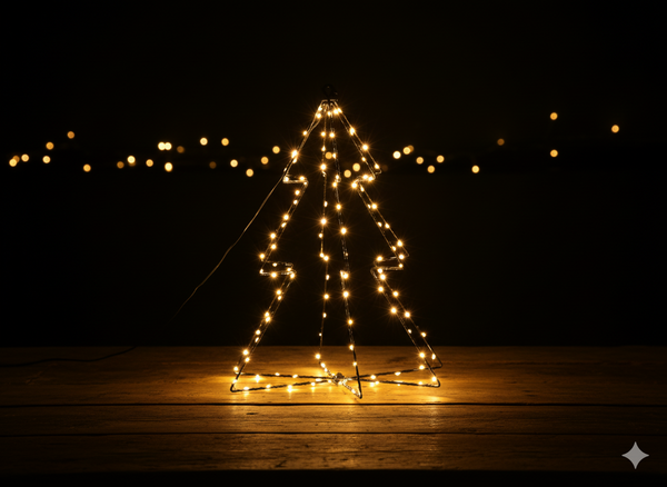 ORNAMENT DE SĂRBĂTORI - BRAD LED 40 CM 120 L ALB CĂLDURIE PE BATERII *0306