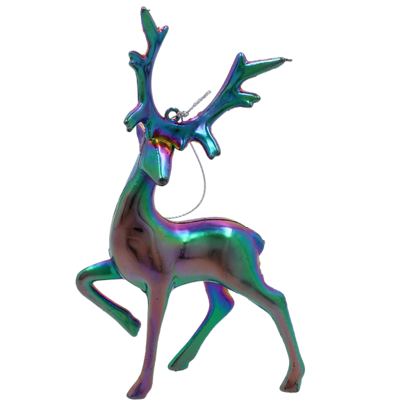 CHRISTMAS TREE DECORATION ELK WITH PETROL EFFECT 10 x 15 CM