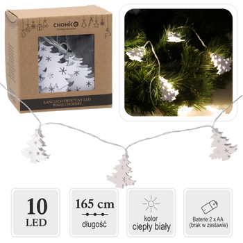 ŁAŃCUCH ŚWIETLNY LED BIAŁE CHOINKI 10 L CIEPŁY BIAŁY *1006