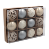 SET OF 12 ORNAMENTS 6 CM CHAMPAGNE/GRAY/WHITE
