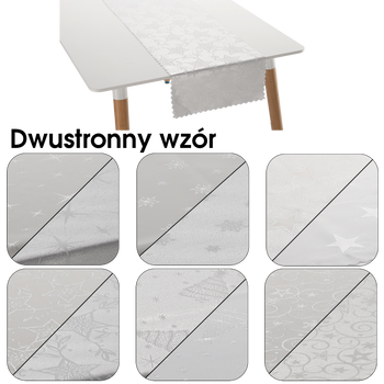 BIEŻNIK DWUSTRONNY  SREBRNY MIX 35X160 CM BOŻE NARODZENIE OPAK. 1SZT *4334