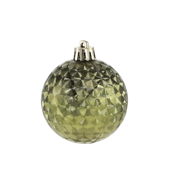 SET OF 24 BAUBLES 6 CM OLIVE/COPPER/GRAPHITE MIX DESIGNS