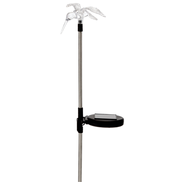 SOLÁRNÍ LAMPA LATIS 12,5 x 9,5 x 70 CM STŘÍBRNÁ Kolibřík / Motýl / Vážka Studená Bílá *4344