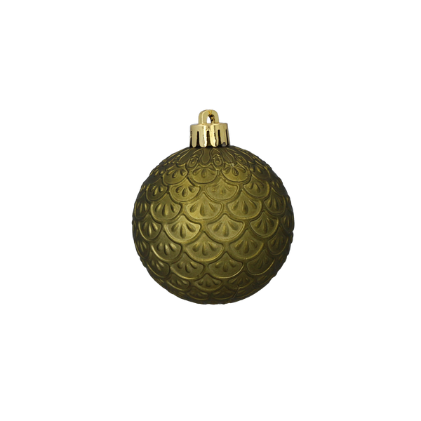 SET OF 6 BAUBLES 6 CM OLIVE/COPPER/GRAPHITE MIX DESIGNS